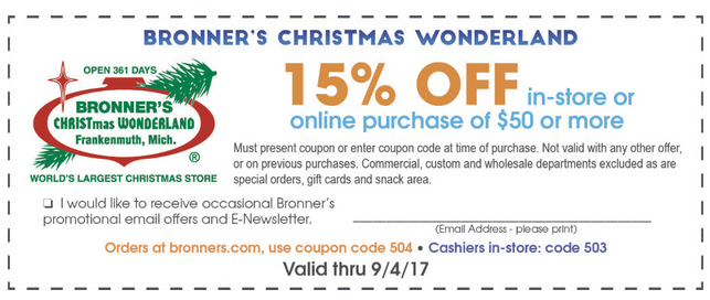 Bronner&#39;s Printable Coupon