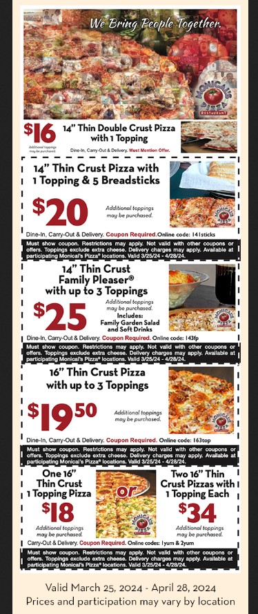 Monical s Pizza Printable Coupon Monical s Pizza Printable Coupon