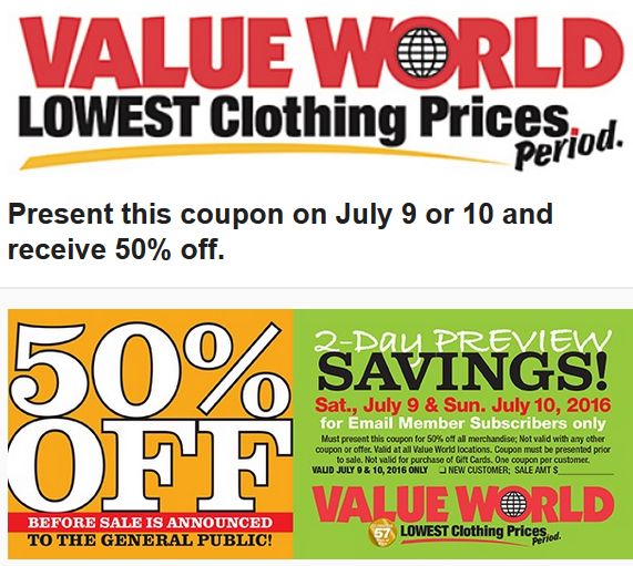 Value World Printable Coupon